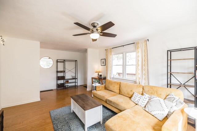 1114 Kingston Springs Rd, Kingston Springs, TN 37082 - living area with a ceiling fan, wood finished floors, and baseboards
