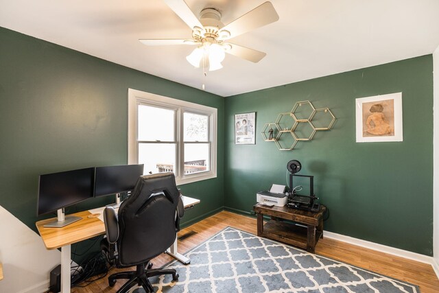 1114 Kingston Springs Rd, Kingston Springs, TN 37082 - office with ceiling fan, wood finished floors, and baseboards