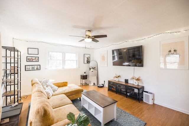 1114 Kingston Springs Rd, Kingston Springs, TN 37082 - living area featuring ceiling fan, wood finished floors, and baseboards