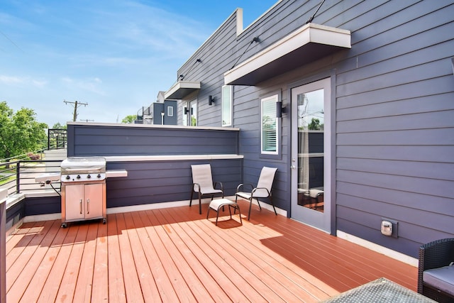 deck with a grill