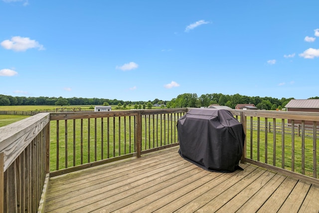 1014 Gill Hodges Rd, Portland, TN 37148 - wooden deck with a grill, a lawn, a view of countryside, and view of wooded area