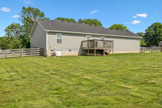 1014 Gill Hodges Rd, Portland, TN 37148 - back of property with a wooden deck, crawl space, and a shingled roof