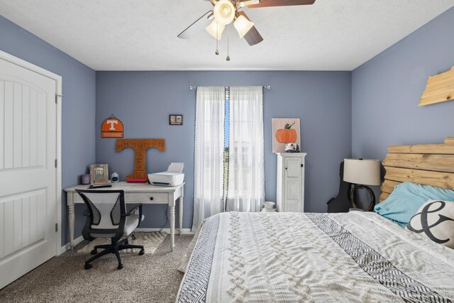 1014 Gill Hodges Rd, Portland, TN 37148 - bedroom with carpet flooring, baseboards, a ceiling fan, and an office area
