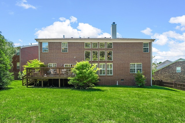 1201 Banbury Row, Brentwood, TN 37027 - back of house featuring a wooden deck, a chimney, and brick siding
