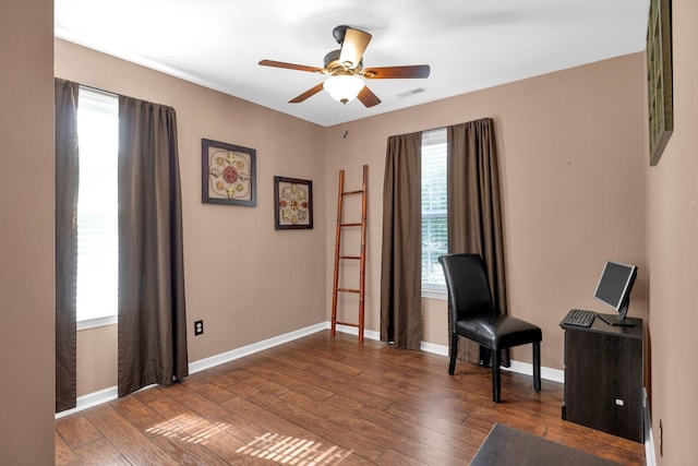 1325 Branchside Ct, Thompsons Station, TN 37179 - sitting room with ceiling fan, healthy amount of natural light, hardwood / wood-style floors, and baseboards