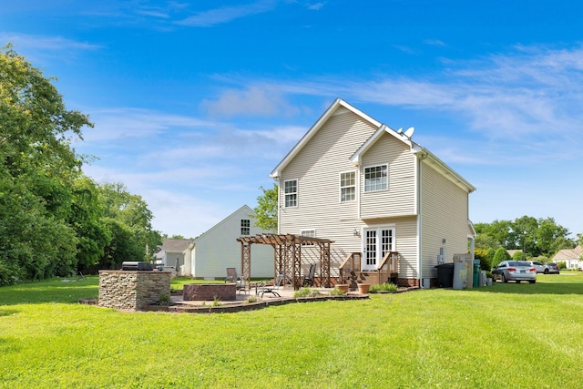 1325 Branchside Ct, Thompsons Station, TN 37179 - rear view of property featuring a pergola, a lawn, and a patio