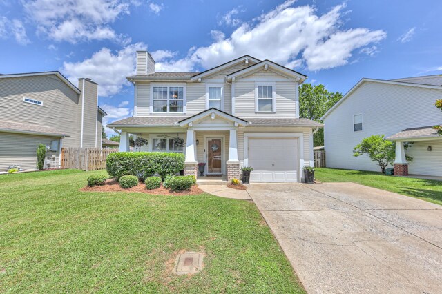 1753 Stone Hollow Ct, Hermitage, TN 37076 - craftsman house featuring driveway, a garage, a porch, and a chimney