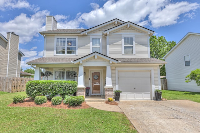 1753 Stone Hollow Ct, Hermitage, TN 37076 - craftsman house with driveway, an attached garage, a porch, and a chimney
