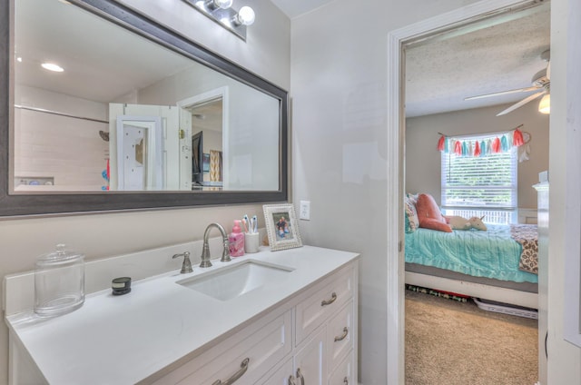 1753 Stone Hollow Ct, Hermitage, TN 37076 - bathroom with vanity, a ceiling fan, and ensuite bath