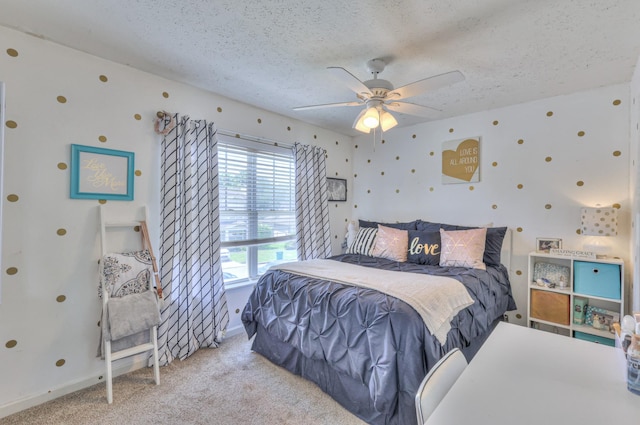1753 Stone Hollow Ct, Hermitage, TN 37076 - carpeted bedroom with baseboards, a textured ceiling, and ceiling fan