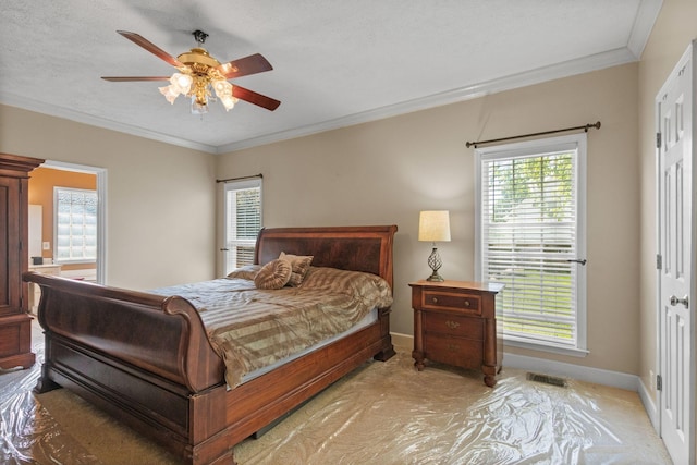 134 Blackberry Ln, Murfreesboro, TN 37130 - bedroom with multiple windows, ornamental molding, baseboards, and light colored carpet