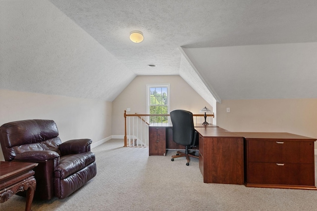 134 Blackberry Ln, Murfreesboro, TN 37130 - office featuring carpet flooring, a textured ceiling, vaulted ceiling, and baseboards