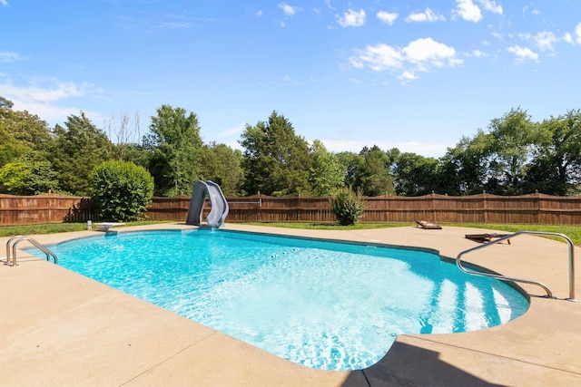 134 Blackberry Ln, Murfreesboro, TN 37130 - view of pool featuring a water slide, a fenced backyard, and a patio area