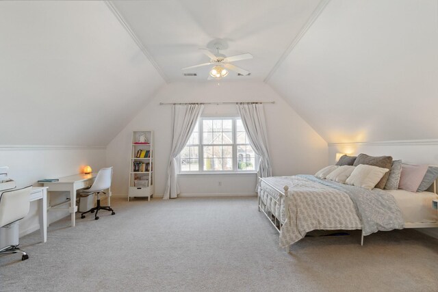 1505 Charleston Park Dr, Spring Hill, TN 37174 - bedroom featuring carpet flooring, vaulted ceiling, ceiling fan, baseboards, and an office area