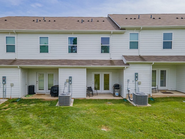 105 Grayson Cir, Chapel Hill, TN 37034 - rear view of property with french doors, a patio, central AC, and a yard