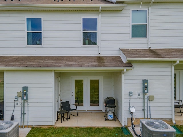 105 Grayson Cir, Chapel Hill, TN 37034 - back of house with cooling unit, a patio area, french doors, and a shingled roof