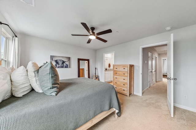 105 Grayson Cir, Chapel Hill, TN 37034 - bedroom featuring attic access, light colored carpet, baseboards, and a ceiling fan