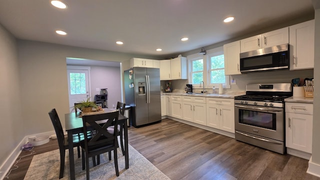 500 E 17th St, Columbia, TN 38401 - kitchen with stainless steel appliances, a sink, healthy amount of natural light, recessed lighting, and white cabinetry