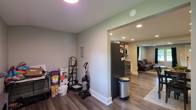 500 E 17th St, Columbia, TN 38401 - interior space featuring wood finished floors, baseboards, recessed lighting, and lofted ceiling