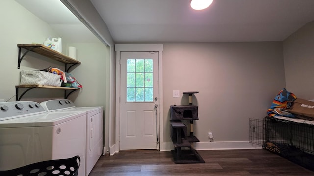 500 E 17th St, Columbia, TN 38401 - washroom with washer and dryer, dark wood finished floors, and baseboards