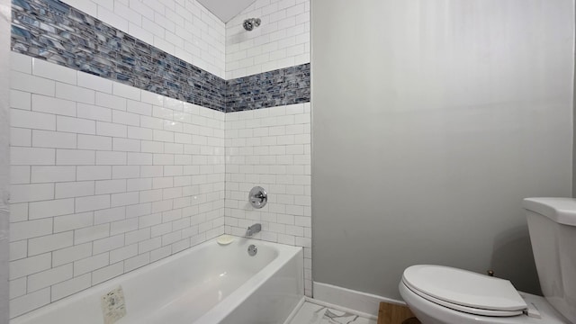 500 E 17th St, Columbia, TN 38401 - full bath featuring baseboards, bathing tub / shower combination, toilet, and marble finish floors