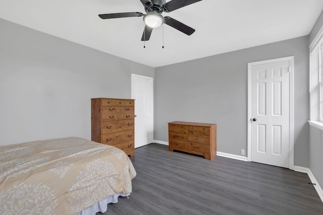 1301 Neelys Bend Rd Unit A10, Madison, TN 37115 - bedroom featuring dark wood-style floors, baseboards, and ceiling fan