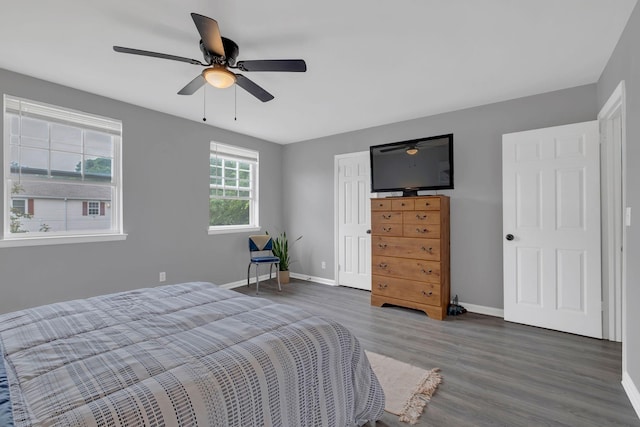 1301 Neelys Bend Rd Unit A10, Madison, TN 37115 - bedroom with wood finished floors, baseboards, and a ceiling fan
