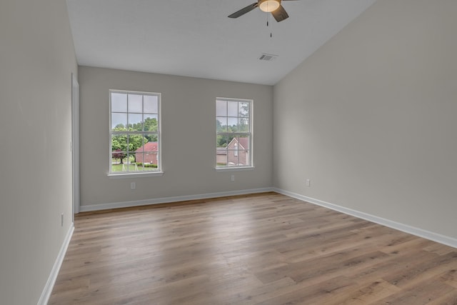 408 Jordan Leigh Ct, Joelton, TN 37080 - unfurnished room featuring ceiling fan, wood finished floors, baseboards, and lofted ceiling