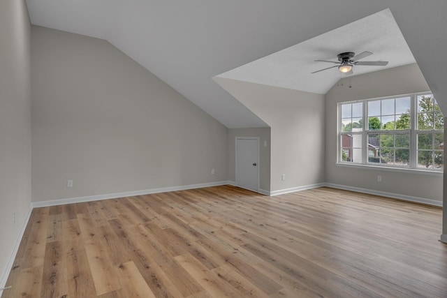 408 Jordan Leigh Ct, Joelton, TN 37080 - additional living space with vaulted ceiling, light wood-style floors, ceiling fan, and baseboards