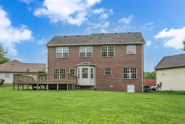408 Jordan Leigh Ct, Joelton, TN 37080 - back of house featuring a deck, a lawn, and central AC