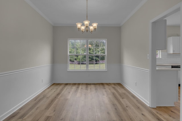 408 Jordan Leigh Ct, Joelton, TN 37080 - unfurnished dining area featuring light wood-style floors, a chandelier, ornamental molding, and baseboards