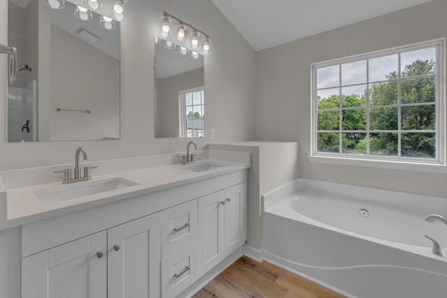 408 Jordan Leigh Ct, Joelton, TN 37080 - full bath with wood finished floors, a bath, and double vanity