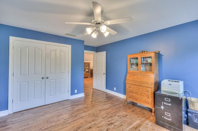 236 Danoher Walk, Murfreesboro, TN 37128 - bedroom featuring wood finished floors, a closet, baseboards, and a ceiling fan