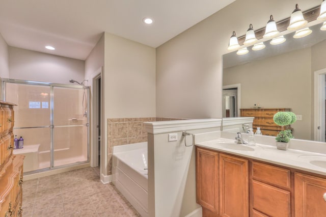 236 Danoher Walk, Murfreesboro, TN 37128 - bathroom with tile patterned flooring, a stall shower, a garden tub, double vanity, and recessed lighting