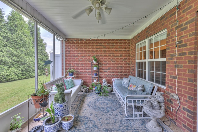 236 Danoher Walk, Murfreesboro, TN 37128 - sunroom featuring an outdoor hangout area, a ceiling fan, and track lighting