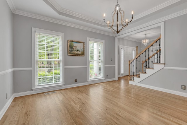 308 Stanley Park Ln, Franklin, TN 37069 - foyer entrance featuring a chandelier, wood finished floors, stairs, baseboards, and crown molding