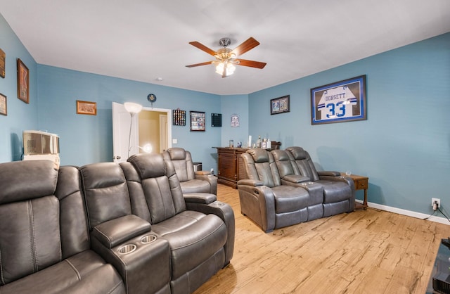 845 Nandina Ct, Clarksville, TN 37043 - cinema featuring a ceiling fan, light wood finished floors, and baseboards