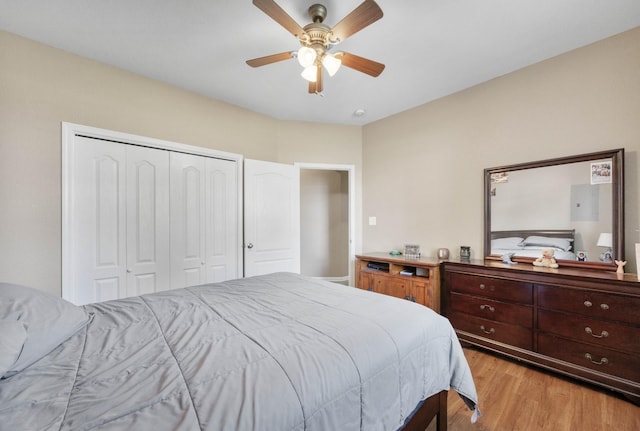 845 Nandina Ct, Clarksville, TN 37043 - bedroom featuring a closet, light wood-type flooring, and a ceiling fan