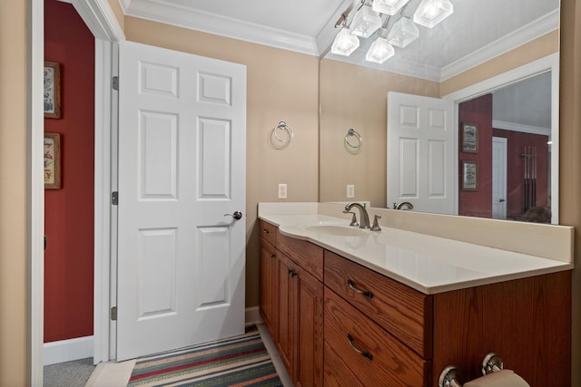 1130 Crater Hill Dr, Nashville, TN 37215 - bathroom with baseboards, vanity, and crown molding