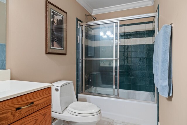 1130 Crater Hill Dr, Nashville, TN 37215 - full bathroom featuring crown molding, enclosed tub / shower combo, vanity, and toilet