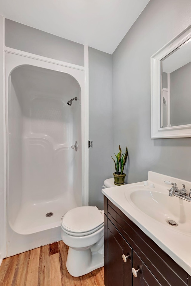 2290 Petway Rd, Ashland City, TN 37015 - full bathroom featuring a shower, wood finished floors, vanity, and toilet