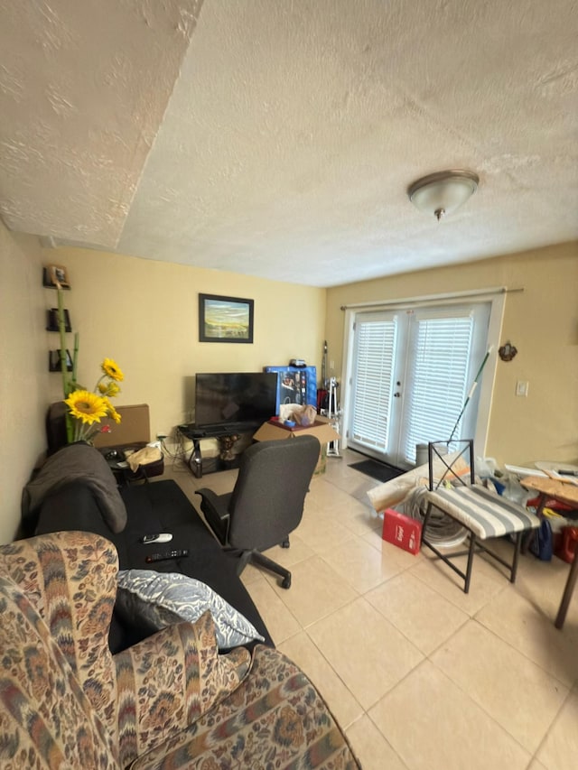 438 Tampa Dr, Nashville, TN 37211 - office featuring french doors, a textured ceiling, and tile patterned floors