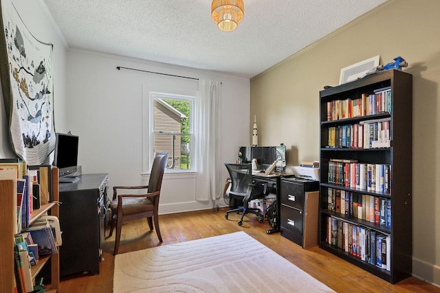 36 Hillcrest Dr, Sparta, TN 38583 - office with wood finished floors, a textured ceiling, crown molding, and baseboards