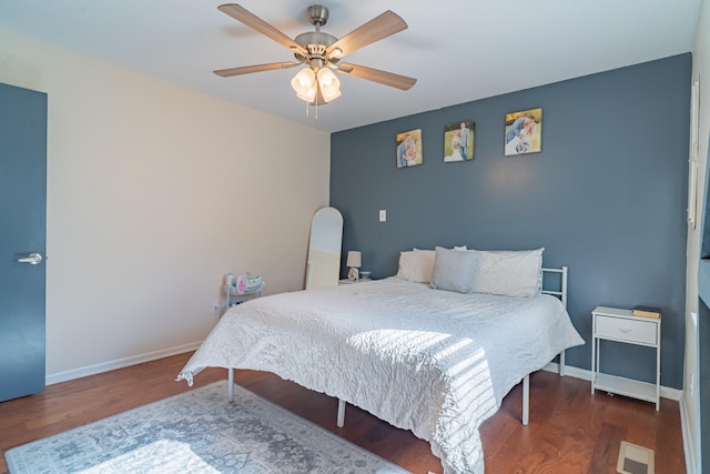 1689 Pleasant Ridge Rd, Huntland, TN 37345 - bedroom with wood finished floors, baseboards, and a ceiling fan