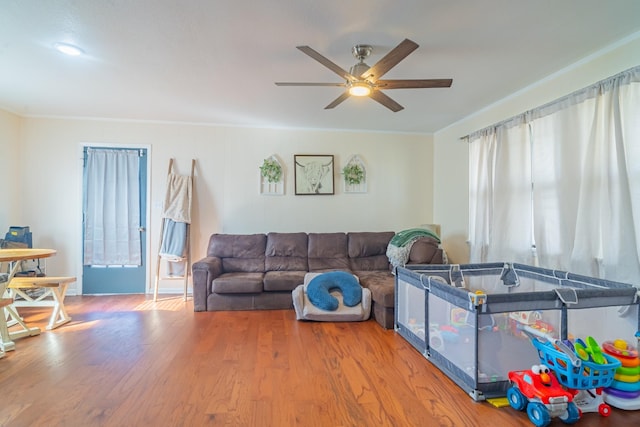 1689 Pleasant Ridge Rd, Huntland, TN 37345 - living room with ceiling fan and wood finished floors