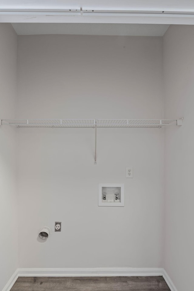 612 Churchill Xing, Madison, TN 37115 - laundry room featuring hookup for an electric dryer, dark wood-type flooring, washer hookup, and baseboards