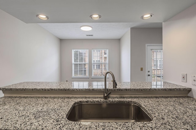 612 Churchill Xing, Madison, TN 37115 - kitchen featuring a sink, plenty of natural light, recessed lighting, and stone counters