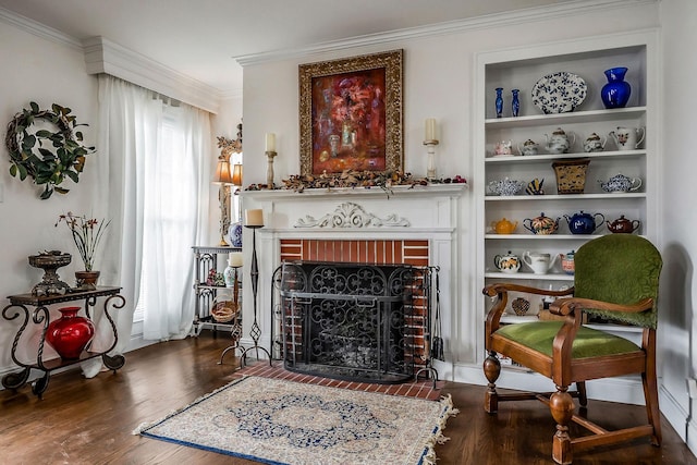 819 N Jefferson Ave, Cookeville, TN 38501 - living area with wood finished floors, a fireplace, and ornamental molding