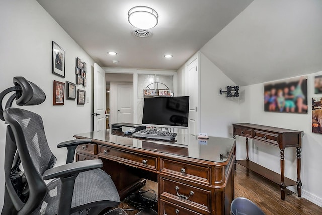 819 N Jefferson Ave, Cookeville, TN 38501 - office featuring dark wood-style flooring, recessed lighting, and baseboards