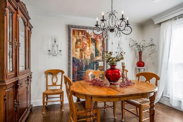 819 N Jefferson Ave, Cookeville, TN 38501 - dining room with a chandelier, crown molding, and dark wood-style flooring